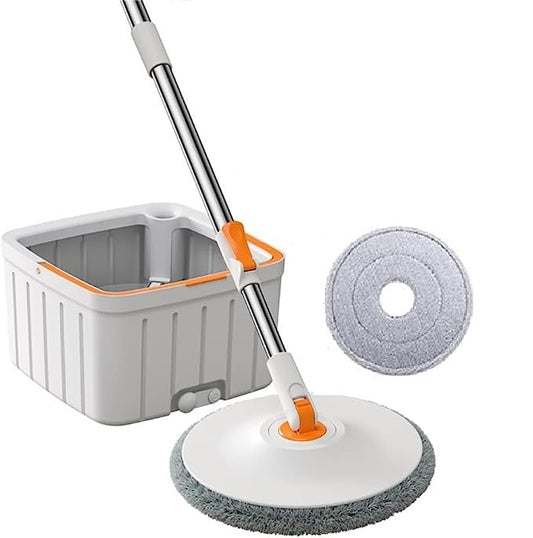 Mop Set Bucket System Floor Cleaning Mop 360° Rotating Square Mop-Head for Hardwood Tile Marble Floors 2 Replaceable Mop Pads with Self Separation Dirty and Clean Water Simplify
