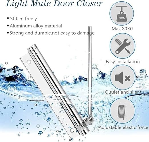 Door Closer, Door Spring Closer, Stainless Steel Door Closer, Adjustable Door Closer, for Indoor and Outdoor Doors, Home, Office and Hotel