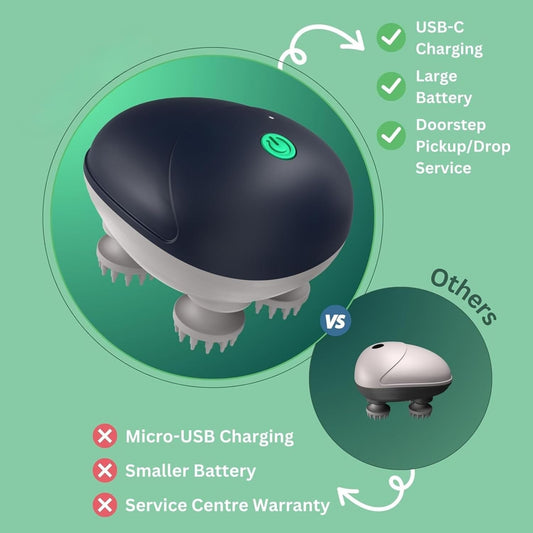 Electric Head Massager with Type-C Charging Portable Rechargeable Scalp Massager for Hair Growth, Stress Relief & Relaxation