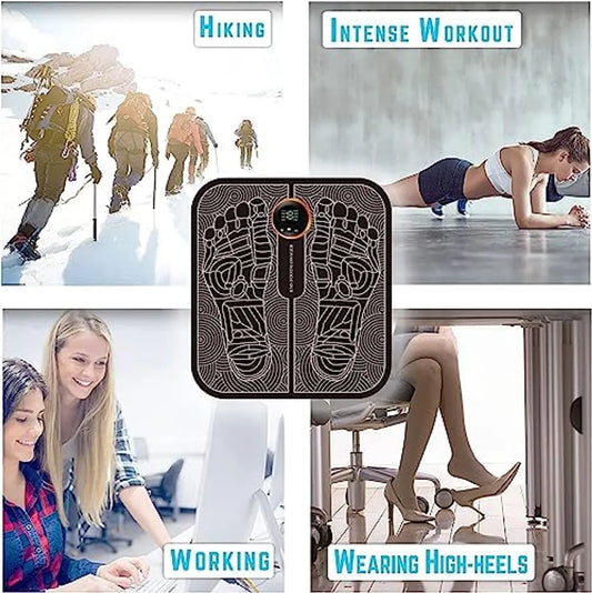 Foot Massager Feet Massage Machine Electronic Muscle Stimulator Massage Mat Usb Rechargeable Massager Black