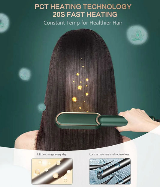 Hair Straightener Electric Comb Brush For Men Women Girls And Hair Straightening Fast Smoothing Comb With 5 Temperature Control 45 Watt Multi Color