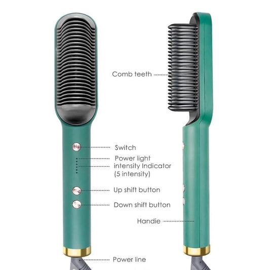 Hair Straightener Electric Comb Brush For Men Women Girls And Hair Straightening Fast Smoothing Comb With 5 Temperature Control 45 Watt Multi Color