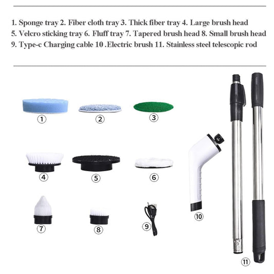 9 in 1 Cordless Electric Spin Scrubber - Cleaning Brush Scrubber for Home - Electric Cleaning Brush for Home - Electric mop for Floor Cleaning - Bathroom Cleang Machine